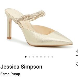 Gold slide on pump heel